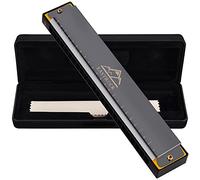 EastRock Armónica con 24 agujeros y 48 melodías, llave de C, órgano bucal para principiantes, mini armónica azul con funda y paño de limpieza