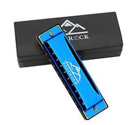 EastRock Armónica de 10 agujeros, 20 melodías, llave de C, órgano de boca para principiantes, armónica azul mini con funda y paño de limpieza (10 agujeros, azul)