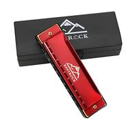 EastRock Armónica de 10 agujeros, 20 melodías, llave de C, órgano de boca para principiantes, mini armónica azul con funda y paño de limpieza (10 agujeros, rojo)