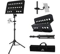 EASTROCK Atril Musica Extensible & Atril Sobremesa 2-EN-1 Ajustable de 106-180cm Soporte para Partituras Plegable con Soporte para Teléfono Móvil