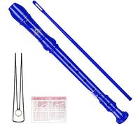 Eastrock Flauta de pico Instrumento de estilo alemán Soprano Flauta de pico de 3 piezas para principiantes con varilla de limpieza, tablero de dedos, bolsa de embalaje, reposamuñecas, azul oscuro