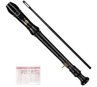 Eastrock Flauta de pico Instrumento de estilo alemán Soprano Flauta de punta de 3 piezas para principiantes con varilla de limpieza, tablero de dedos, bolsa de embalaje, reposamuñecas, color negro