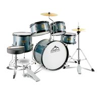 EASTROCK Juego de batería para niños, 5 piezas de batería junior de 16 pulgadas para niños, jóvenes, bateristas, principiantes para niños de 7 a 12 años con trono, platillo, pedal, baquetas (gris)