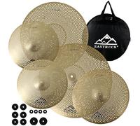 EASTROCK Juego de platillos de bajo volumen, juego de platillos con bolsa de platillos fieltros 14'Hi-hat+16"Crash+18'Crash+20"Ride 5 piezas Drummer Practice Platillo (dorado)