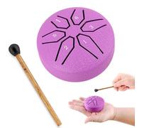 EASTROCK Mini Tambor de Lengua de Acero, 7,6 cm, 6 Notas, Instrumento de Percusión, Tambor de Mano con Mazos, Libro de Música (Morado)