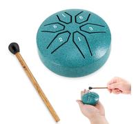 EASTROCK Mini Tambor de lengua de Acero, 7,6 cm, 6 Notas, Instrumento de Percusión, Tambor de Mano, Tambor de Panda con Mazos, libro de Música (Verde)
