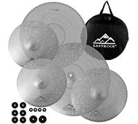 EASTROCK Paquete de Platillos de Bajo Volumen, Juego de 5 Piezas, Sombrero Alto de 14 Pulgadas + Choques de 16 y 18 Pulgadas + Paseo de 20 Pulgadas con Bolsa de Platillos y Fieltros （Plateado）