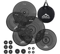 EASTROCK Paquete de Platillos de Bajo Volumen, Juego de 5 Piezas, Sombrero Alto de 14 Pulgadas + Choques de 16 y 18 Pulgadas + Paseo de 20 Pulgadas con Bolsa de Platillos y Fieltros （Negro）