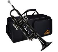 EASTROCK Standard Trompeta Set Estándar Bb Trompeta De Latón Con Hard Shell,Guantes,Tela,7C Bocina Bocchino,Trompeta para Principiantes, Estudiantes,Adultos y Artistas Profesionales (negro)