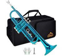EASTROCK Standard Trompeta Set Estándar Bb Trompeta De Latón Con Hard Shell,Guantes, Tela,Boquilla 7C Bocina Bocchino,Trompetas para principiantes, estudiantes, adultos y artistas profesionales (azul)