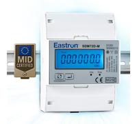 Eastron SDM72D-M V2 Medidor de energía eléctrica Modbus trifásico 100 Amp kWh Medidor de energía de riel DIN con pulso. Pantalla LCD retroiluminada digital. MID/Calibrado