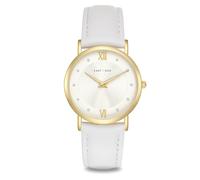 Eastside Reloj para Mujer análoga Mecanismo de Cuarzo con Correa de Cuero Real Blanco 10080154