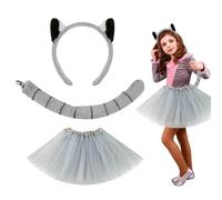 Eastuy Orejas de Animales | Conjunto de orejas y cola de lemur, accesorio de disfraz para fiestas, Halloween, carnaval, noche y espectáculo