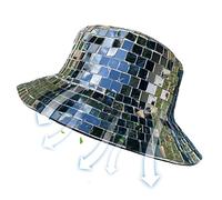 Eastuy Sombreros de pescador de moda Bola de discoteca,Nuevo Gorro de pescador con purpurina unisex | Classic Disco Glitter Ball Sombreros para hombres y mujeres, suministros para fiestas