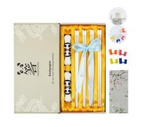 Eastyupin 4 Pares Reutilizable cerámica Palillos Chinos ，Palillos japoneses antideslizantes para sushi ，4 palilleros en forma de panda, 4 ayudantes para palillos，Apto para lavavajillas