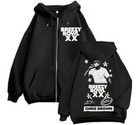 Easwisa Chris Brown Breezy Bowl XX 2025 Tour Sudadera con Capucha Y Cremallera para Hombre Y Mujer Hip-Hop Retro Jersey Moda Informal Negro Chaqueta-G||3X_l