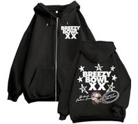 Easwisa Chris Brown Breezy Bowl XX 2025 Tour Sudadera con Capucha Y Cremallera para Hombre Y Mujer Hip-Hop Retro Jersey Moda Informal Negro Chaqueta-C||3X_l