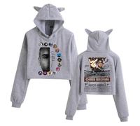 Easwisa Chris Brown Tour 2025 Breezy Bowl XX Sudadera con Capucha Y Orejas De Gato Recortadas Sudadera De Manga Larga Mujer Moda Jersey-Grey||x_l
