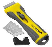 Easy Absorb P-10014 - Rascador universal (incluye 5 cuchillas de acero inoxidable, mango de agarre suave), color amarillo y gris