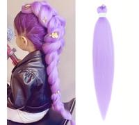 Easy Braid Extensiones de cabello para trenzar pre estirado 32 pulgadas 1 Packs Yaki Textura Crochet Cabello Sintético Extensiones de Crochet de Fijación en Agua Caliente (32 pulgadas, Violeta claro)