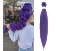 Easy Braid Extensiones de cabello para trenzar pre estirado 32 pulgadas 1 Packs Yaki Textura Crochet Cabello Sintético Extensiones de Crochet de Fijación en Agua Caliente (32 pulgadas, Violeta oscuro)