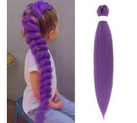 Easy Braid Extensiones de cabello para trenzar pre estirado 32 pulgadas 1 Packs Yaki Textura Crochet Cabello Sintético Extensiones de Crochet de Fijación en Agua Caliente (32 pulgadas, Lavanda)