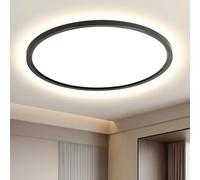 EASY EAGLE Plafon LED Techo 50CM Ultrafino, 4000K Lámpara de Techo Redonda Negra, Luz sin Parpadeo, LED Integrado de Larga Duración, Iluminación Moderna para Salón Cocina Oficina Hogar y Comercio