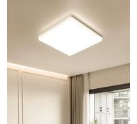 EASY EAGLE Plafon LED Techo Cuadrado 24W, Lampara Downlight Panel Superficie 3000K, 2400LM IP44 Plafones Luz Moderna Delgada para Dormitorio Sala de Estar Cocina Balcón Pasillo Oficina, Ø18CM