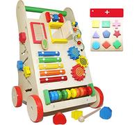 EasY FoxY ToY Andador de madera; juguete estable para aprender a andar para niños; juguete de madera con habilidades motoras para niños y niñas, regalo sostenible para el aprendizaje