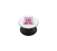 Easy Fucsia Tiger Queen Crown Gráfico Moderno PopSockets PopGrip Adhesivo