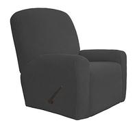 Easy-Going 4 Pieces Oversized Recliner Stretch Sofa Slipcover Sofa Cover Furniture Protector Couch Soft with Elastic Bottom Polyester Spandex Jacquard Fabric Small Checks Dark Gray,X-Large