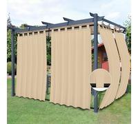 Easy-Going - Cortinas de exterior para patio, presilla superior desmontable, resiste viento e intemperie, cabaña, porche, pérgola, cenador, presilla inferior, 2 paneles, 137 x 274 cm (an x la), beige