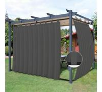 Easy-Going - Cortinas de Exterior para Patio, Presilla Superior Desmontable, resiste Viento e Intemperie, cabaña, Porche, pérgola, cenador, Presilla Inferior, 2 Paneles, 279 x 244 cm (an x la), Gris