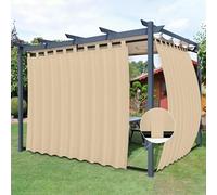 Easy-Going - Cortinas de Exterior para Patio, Presilla Superior Desmontable, resiste Viento e Intemperie, cabaña, Porche, pérgola, cenador, Presilla Inferior, 2 Paneles, 279 x 274 cm (an x la), Beige
