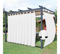 Easy-Going - Cortinas de exterior para patio, presilla superior desmontable, resiste viento e intemperie, cabaña, porche, pérgola, cenador, presilla inferior, 2 paneles, 279 x 274 cm (an x la), blanco