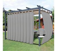 Easy-Going - Cortinas de Exterior Patio, Presilla Superior Desmontable, resiste Viento e Intemperie, cabaña, Porche, pérgola, cenador, Presilla Inferior, 2 Paneles, 279 x 213 cm (an x la), Gris Claro