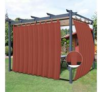 Easy-Going - Cortinas de exterior patio, presilla superior desmontable, resiste viento e intemperie, cabaña, porche, pérgola, cenador, presilla inferior, 2 paneles, 279 x 213 cm (an x la), rojo tierra