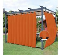 Easy-Going - Cortinas Exterior para Patio, Presilla Superior Desmontable, resiste Viento e Intemperie, cabaña, Porche, pérgola, cenador, Presilla Inferior, 2 Paneles, 279 x 244 cm (an x la), Naranja