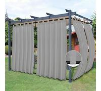 Easy-Going - Cortinas Exterior Patio, Presilla Superior Desmontable, resiste Viento e Intemperie, cabaña, Porche, pérgola, cenador, Presilla Inferior, 2 Paneles, 137 x 244 cm (an x la), Gris Claro