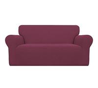 Easy-Going Funda elástica de 1 Pieza para sofá de 2 plazas, Protector con Parte Inferior elástica Suave, Tejido Jacquard, poliéster y Elastano, Cuadros pequeños, para hogares con niños, Rosa Ceniza