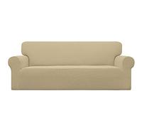 Easy-Going Funda elástica de Gran tamaño para sofá de 1 Pieza, Protector de Muebles, Suave con Parte Inferior elástica para niños, Tela Jacquard de Licra pequeña a Cuadros (X Grande, Beige)