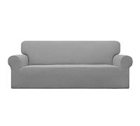 Easy-Going Funda elástica de Gran tamaño para sofá de 1 Pieza, Protector de Muebles, Suave con Parte Inferior elástica para niños, Tela Jacquard de Licra pequeña Cuadros (X Grande, Gris Claro)