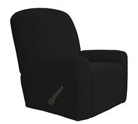 Easy-Going Funda elástica Extragrande para sofá reclinable, 4 Piezas, Protector Muebles, Suave, Parte Inferior elástica, Tela Jacquard de poliéster y Elastano, Cuadros pequeños, Color Negro
