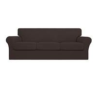 Easy-Going - Funda elástica Lavable de 4 Piezas para sofá, Funda con 3 Cojines Separados, Tejido Jacquard de Elastano, Protector elástico para Muebles, para Perros y Mascotas, Chocolate, sofá