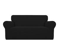 Easy-Going Funda elástica para sofá, 1 Pieza, Protector de Muebles, Suave, Parte Inferior elástica, Espuma Antideslizante, para niños, Jacquard de Elastano, Cuadros pequeños (sofá biplaza, Negro)