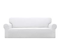 Easy-Going Funda elástica para sofá, 1 Pieza, Suave, con Parte Inferior elástica, para niños, Tela Jacquard de Elastano a Cuadros pequeños (sofá de Gran tamaño, Blanco Nieve)