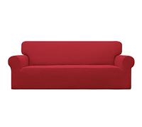 Easy-Going Funda elástica para sofá, 1 Pieza, Suave, con Parte Inferior elástica, Tela Jacquard de poliéster y Elastano, Cuadros pequeños (sofá, Rojo Navidad)