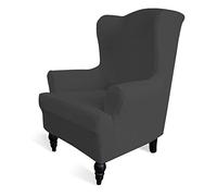 Easy-Going Funda elástica para sofá de 1 Pieza, Protector de Muebles, Suave con Parte Inferior elástica, Elastano, Jacquard a Cuadros pequeños, Color Gris Oscuro