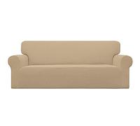 Easy-Going Funda elástica para sofá de 1 Pieza, Protector de Muebles, Suave con Parte Inferior elástica para niños, Tela Jacquard de poliéster y Elastano, Cuadros pequeños (sofá, Arena)