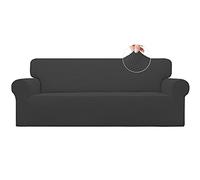 Easy-Going Funda elástica para sofá de 1 Pieza, Protector de Muebles Suave con Parte Inferior elástica para niños, Tela Jacquard de Licra pequeña Cuadros (sofá, Gris Oscuro)